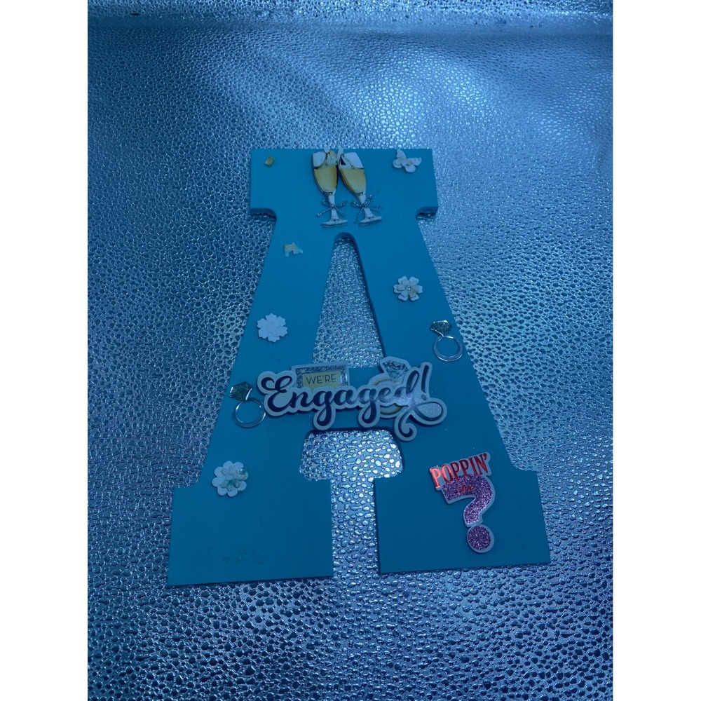 Blue Wooden‎ Letter A Engagement Party Decor We're Engaged Wedding Prop Sign